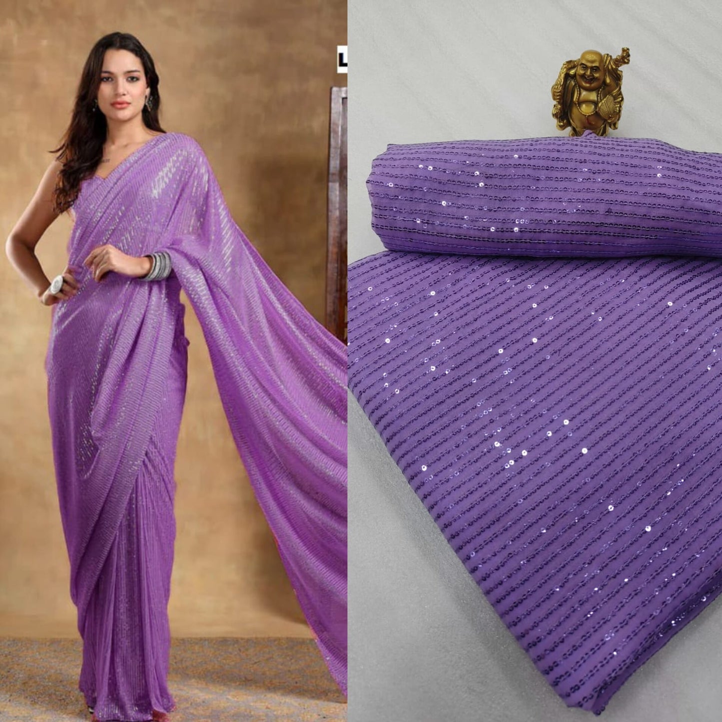 Bollywood Blockbuster 3MM Double Sequins Saree ā 15 Colour Special Edition | SEQUINS RANI