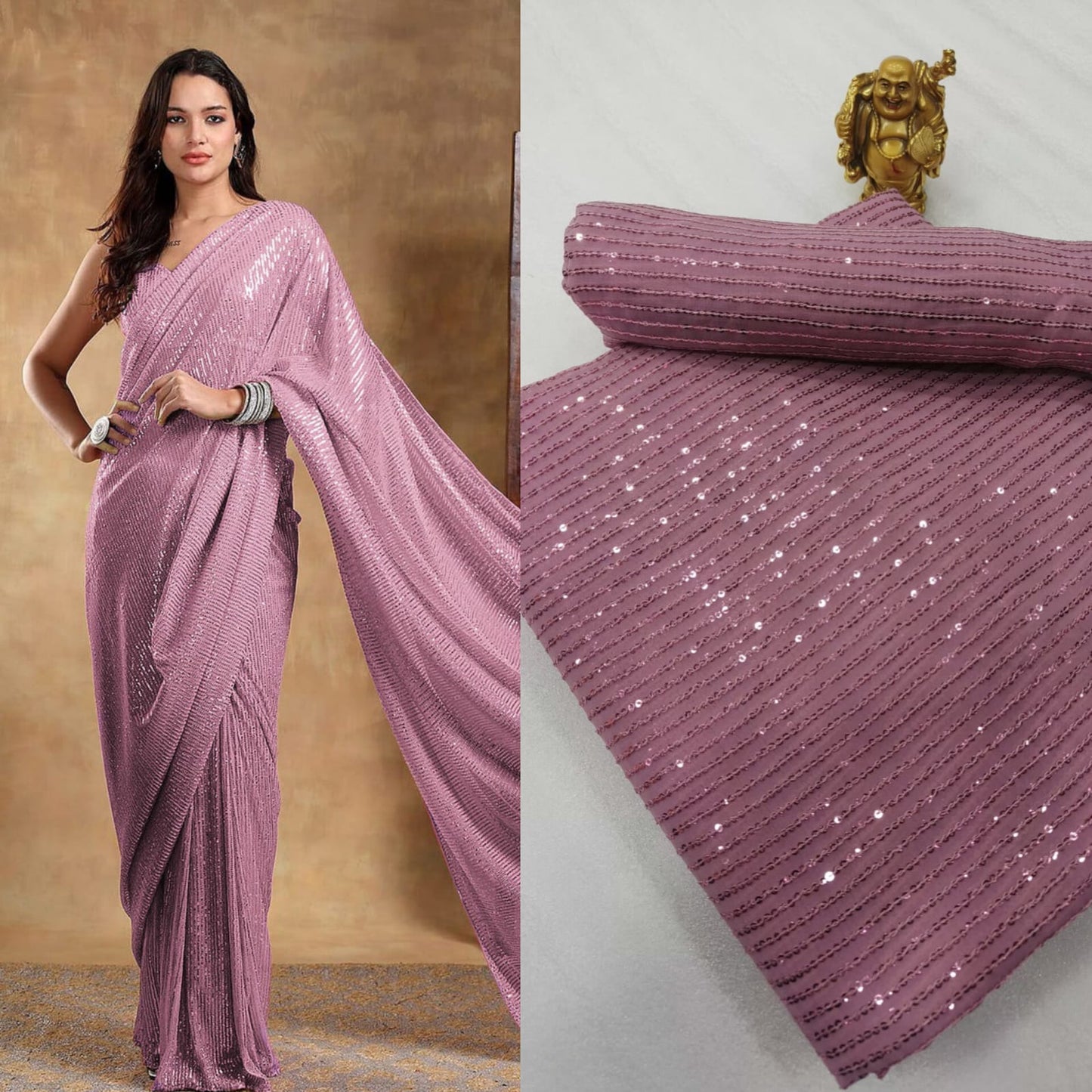 Bollywood Blockbuster 3MM Double Sequins Saree ā 15 Colour Special Edition | SEQUINS RANI
