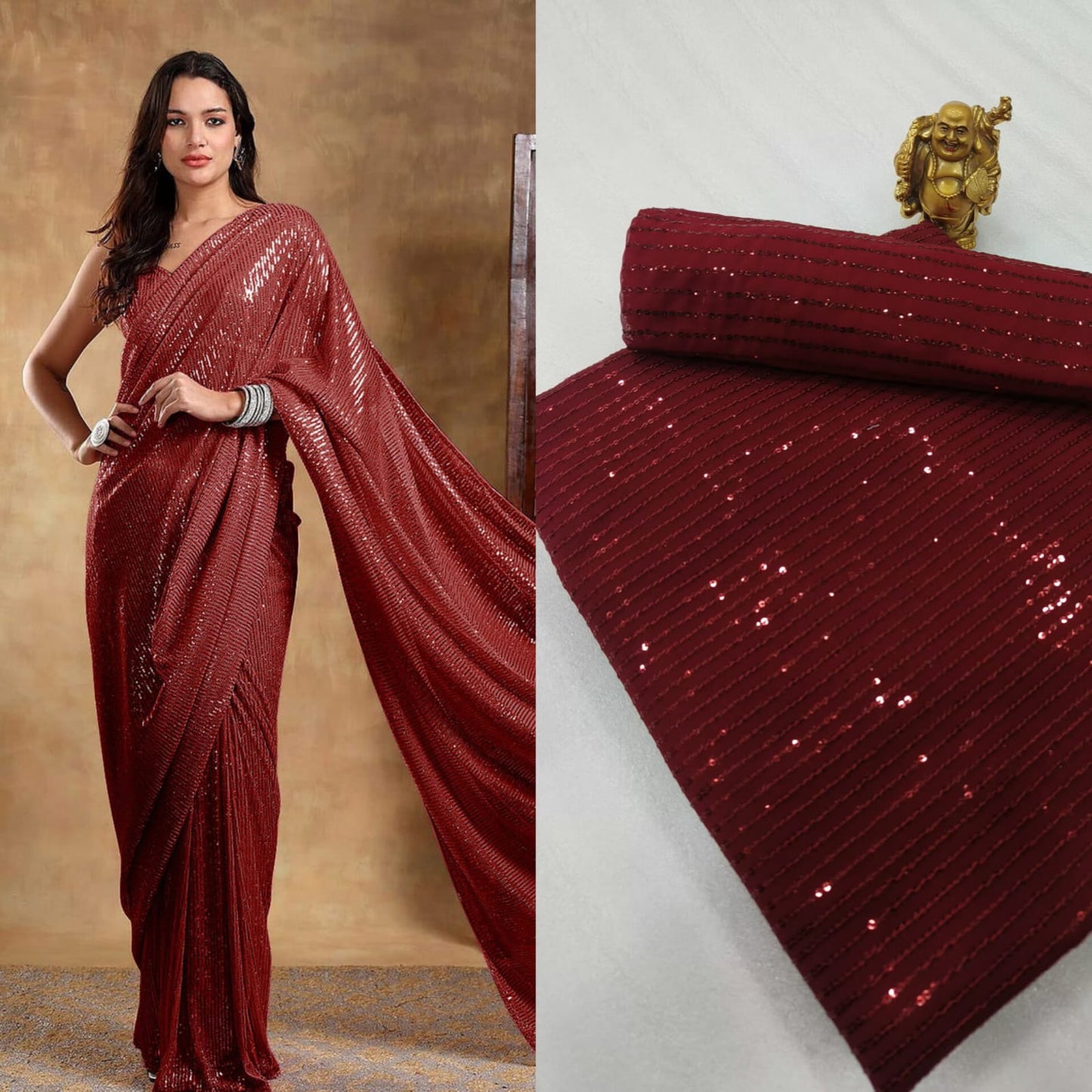 Bollywood Blockbuster 3MM Double Sequins Saree ā 15 Colour Special Edition | SEQUINS RANI
