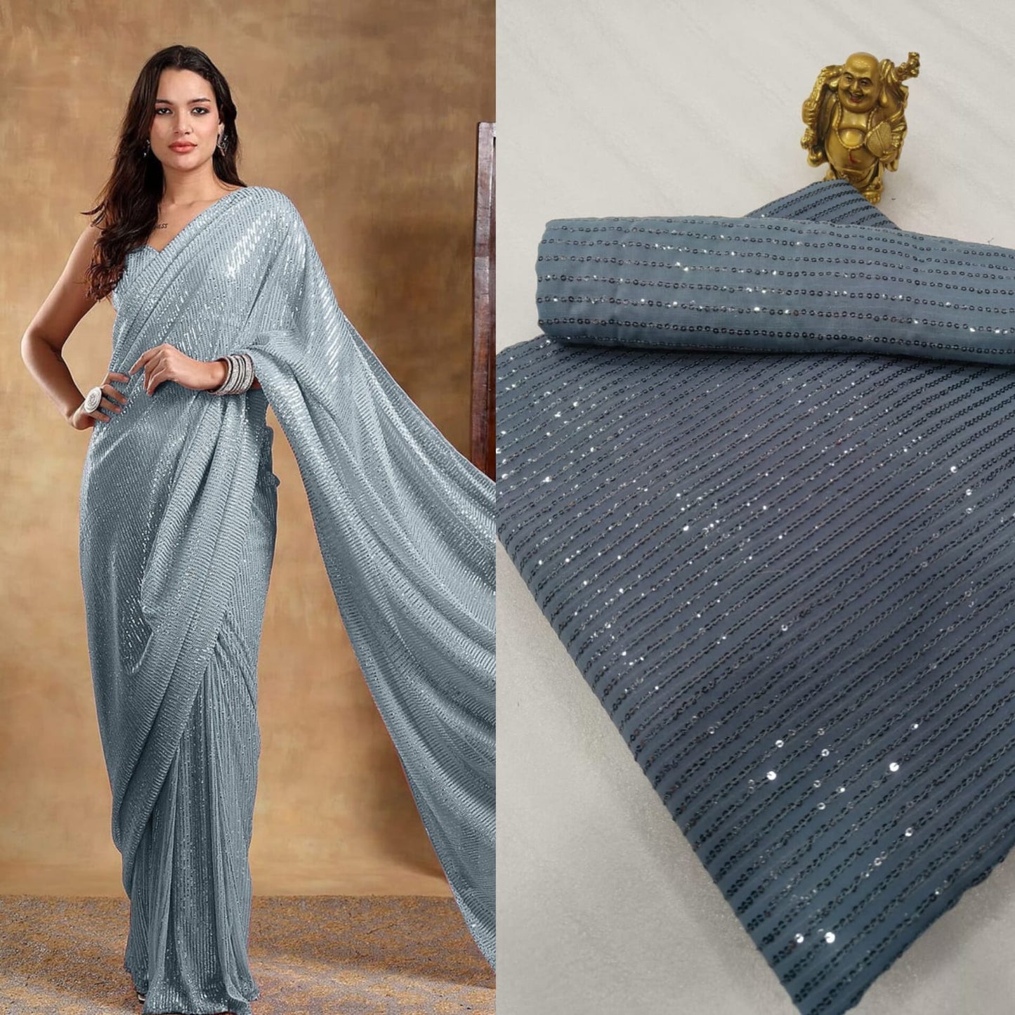 Bollywood Blockbuster 3MM Double Sequins Saree ā 15 Colour Special Edition | SEQUINS RANI