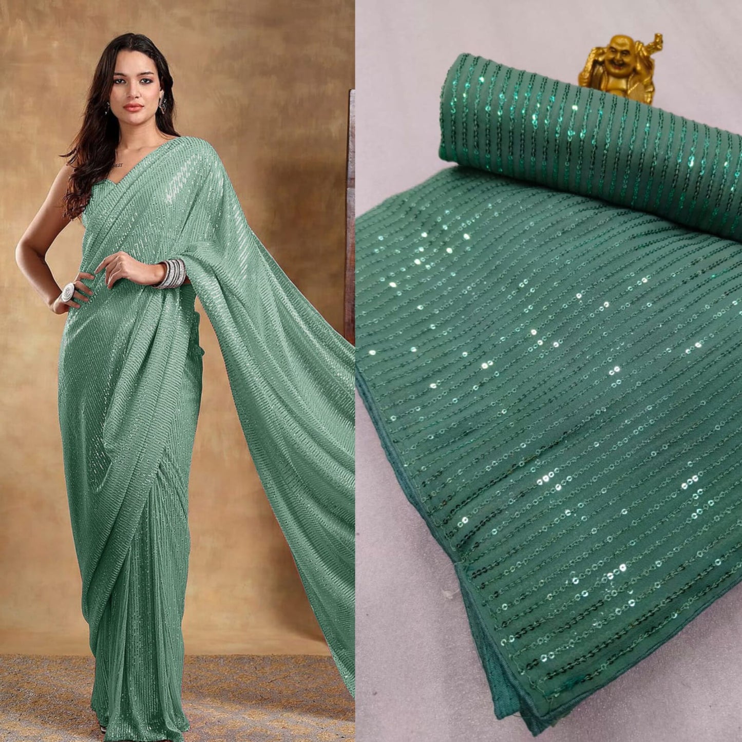 Bollywood Blockbuster 3MM Double Sequins Saree ā 15 Colour Special Edition | SEQUINS RANI
