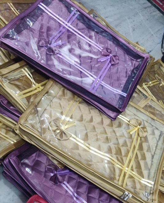 Satin Saree Organizer – 2 Inch Slim Storage for Saree + Blouse + Petticoat or 2 Sarees ( 5 Pieces )