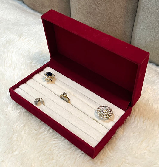 Velvet Pocket Rings Organizer Box – 30 Slots Jewelry Gifting Case ( 3 Pieces )