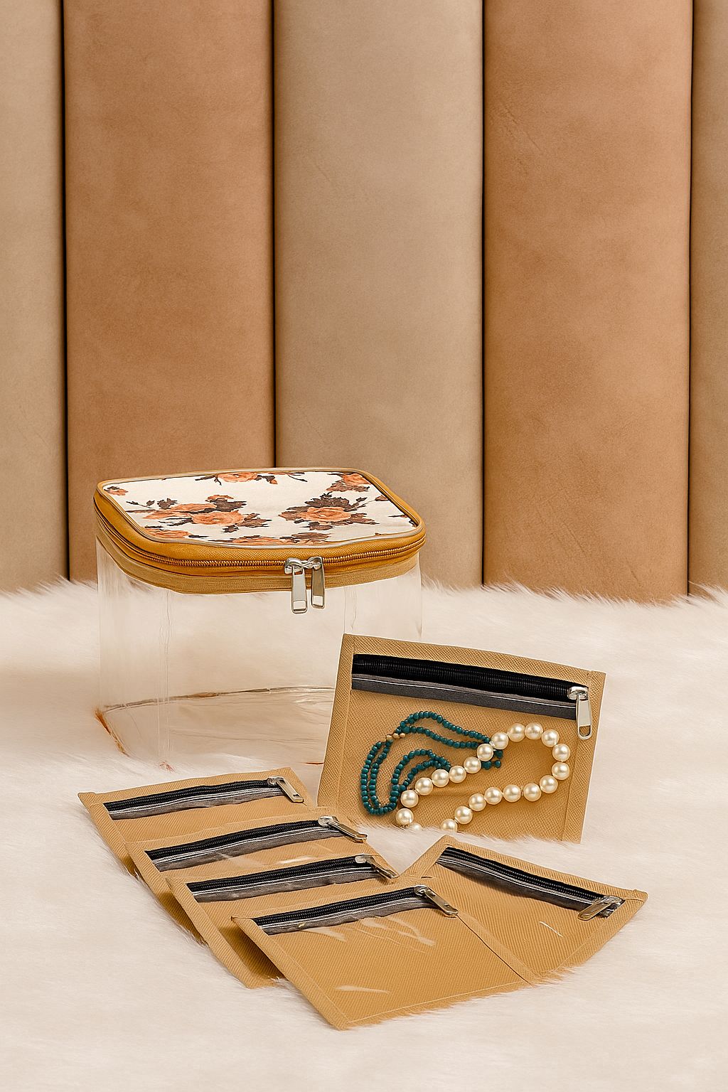 Jewelry Kit with 10 Square Pouches – Classic Rose & Patola Prints ( 2 Kits )