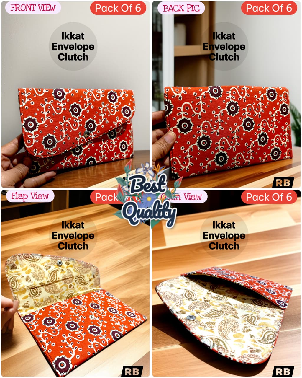 IKKAT Envelope Clutch – Handmade Cotton Clutch for Parties & Return Gifting ( 12 Pieces )