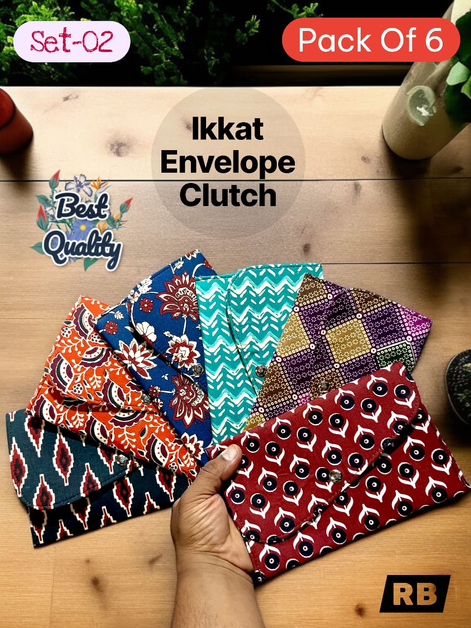 IKKAT Envelope Clutch – Handmade Cotton Clutch for Parties & Return Gifting ( 12 Pieces )