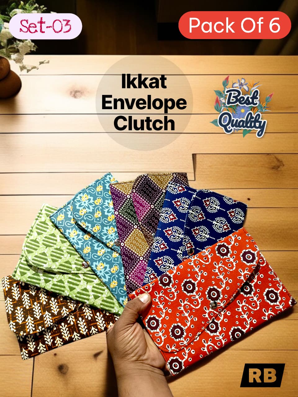 IKKAT Envelope Clutch – Handmade Cotton Clutch for Parties & Return Gifting ( 12 Pieces )