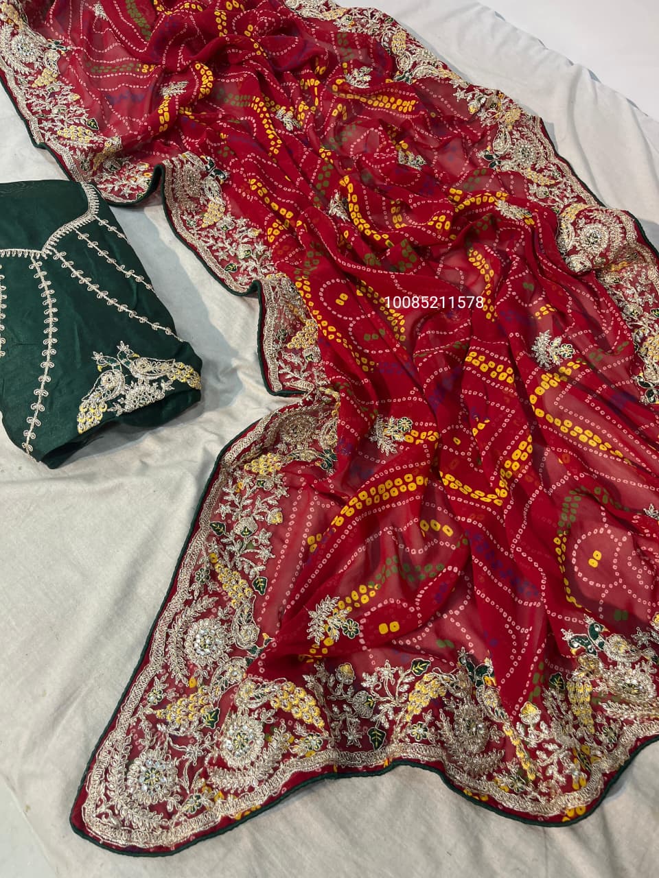 New Launching Traditional Bandhej Saree Collection – Soft Georgette with Heavy C-Pallu & Diamond Work