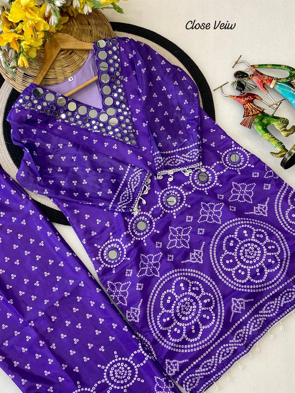 Designer Chinon Silk Co-Ord Set with Hand Embroidery for Women