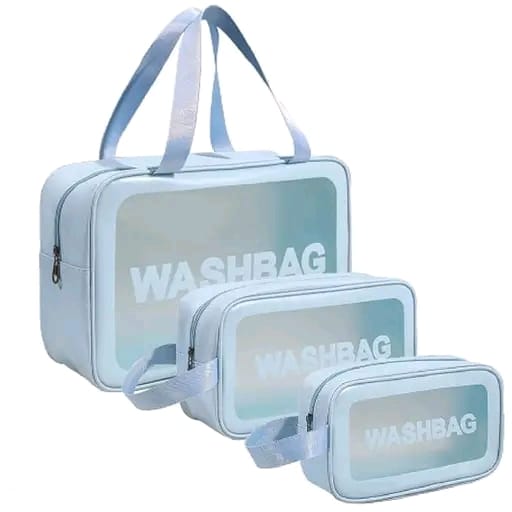 Travel Cosmetic Bag Set β Clear Waterproof Toiletry & Makeup Pouches (Pack of 3)