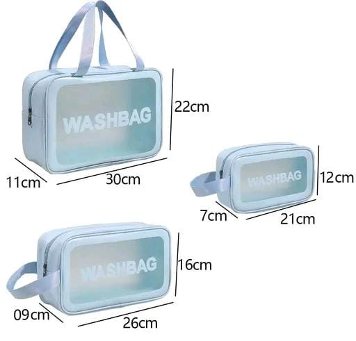 Travel Cosmetic Bag Set β Clear Waterproof Toiletry & Makeup Pouches (Pack of 3)