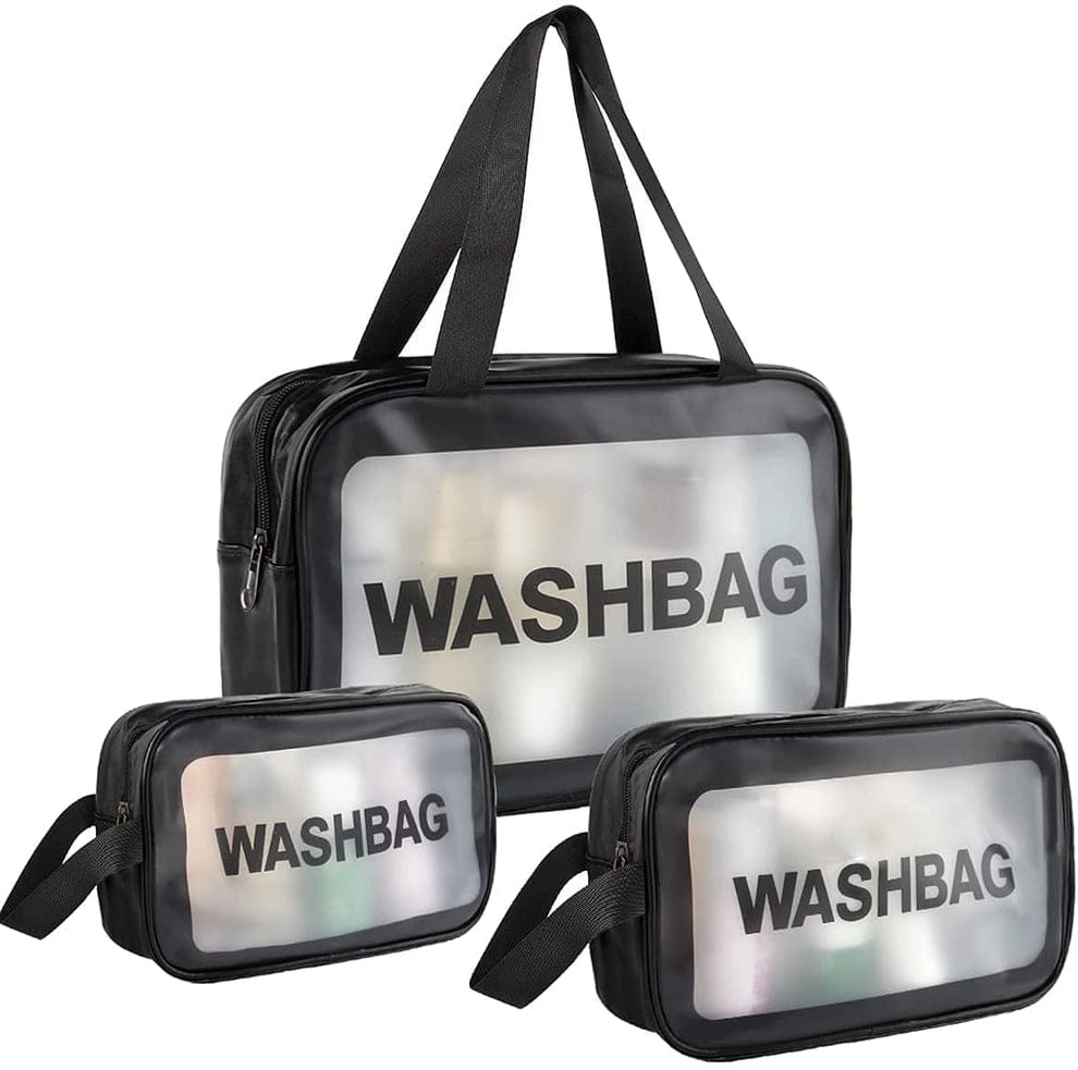 Travel Cosmetic Bag Set β Clear Waterproof Toiletry & Makeup Pouches (Pack of 3)