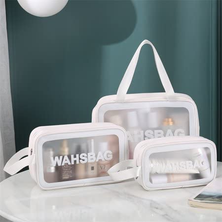 Travel Cosmetic Bag Set β Clear Waterproof Toiletry & Makeup Pouches (Pack of 3)