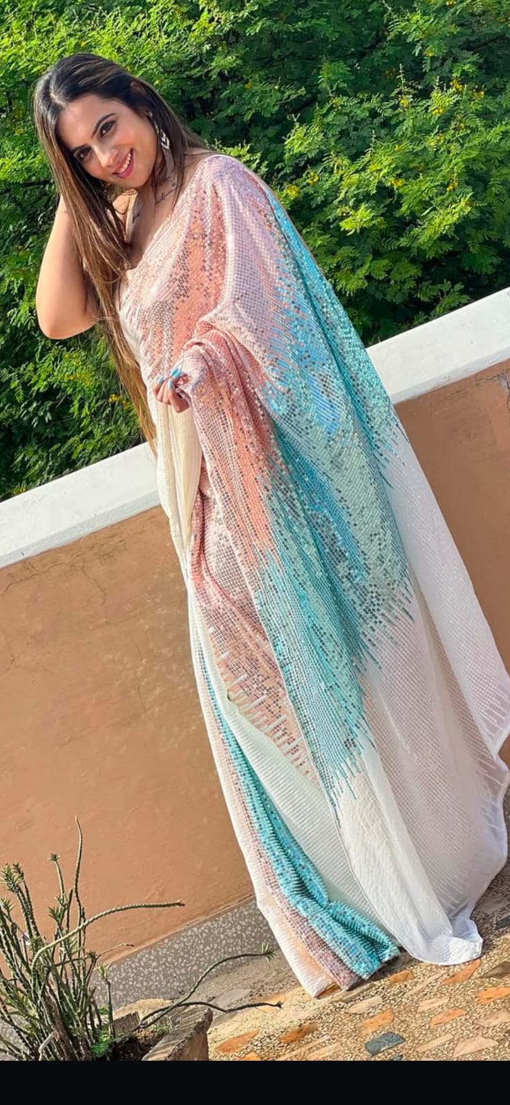 Partywear heavy georgette sequence work saree