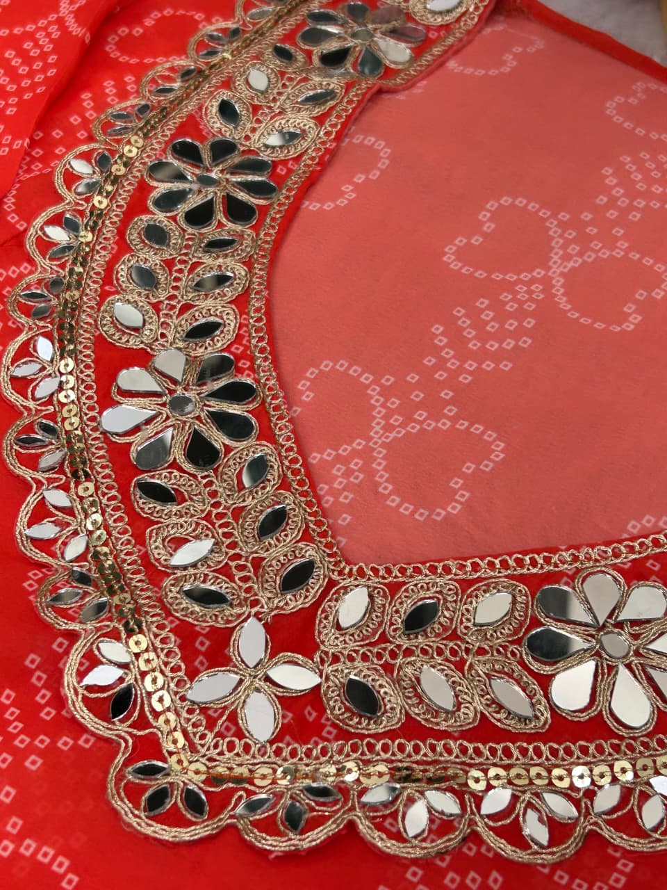 Anarkali Kurti Set with Mirror Lace Work | Faux Georgette | Code 1209