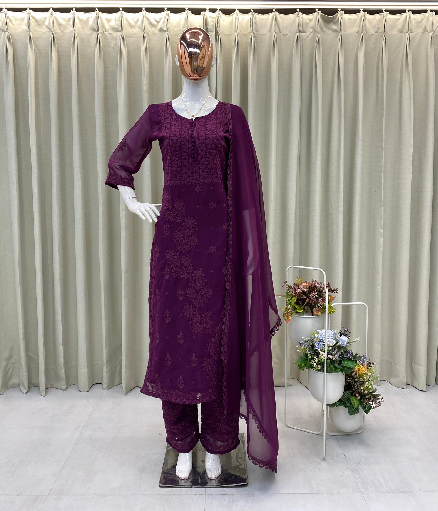 DESIGNER WEAR EXCLUSIVE GEORGETTE WITH EMBROIDERY SUIT WITH DUPATTA