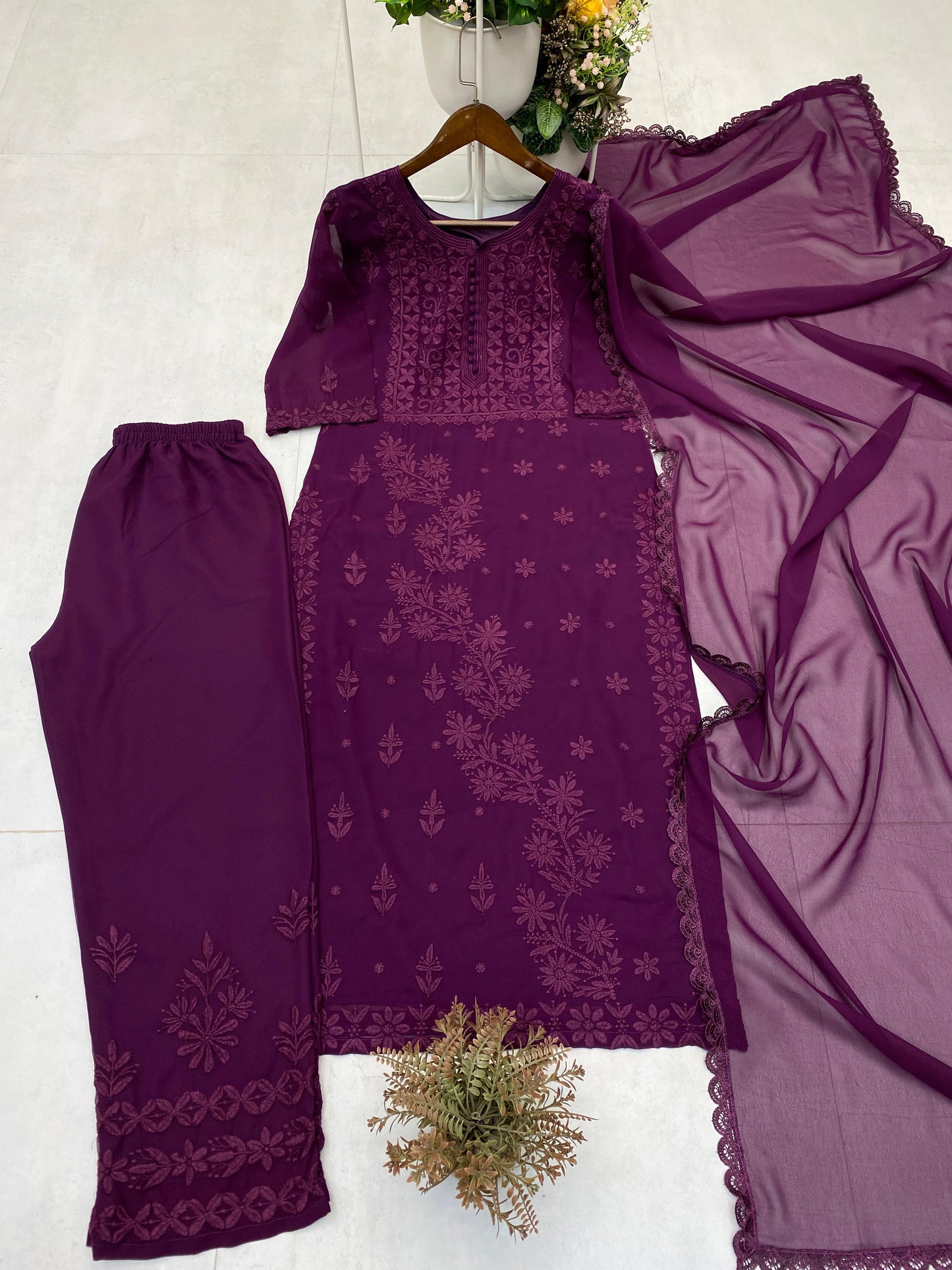 DESIGNER WEAR EXCLUSIVE GEORGETTE WITH EMBROIDERY SUIT WITH DUPATTA