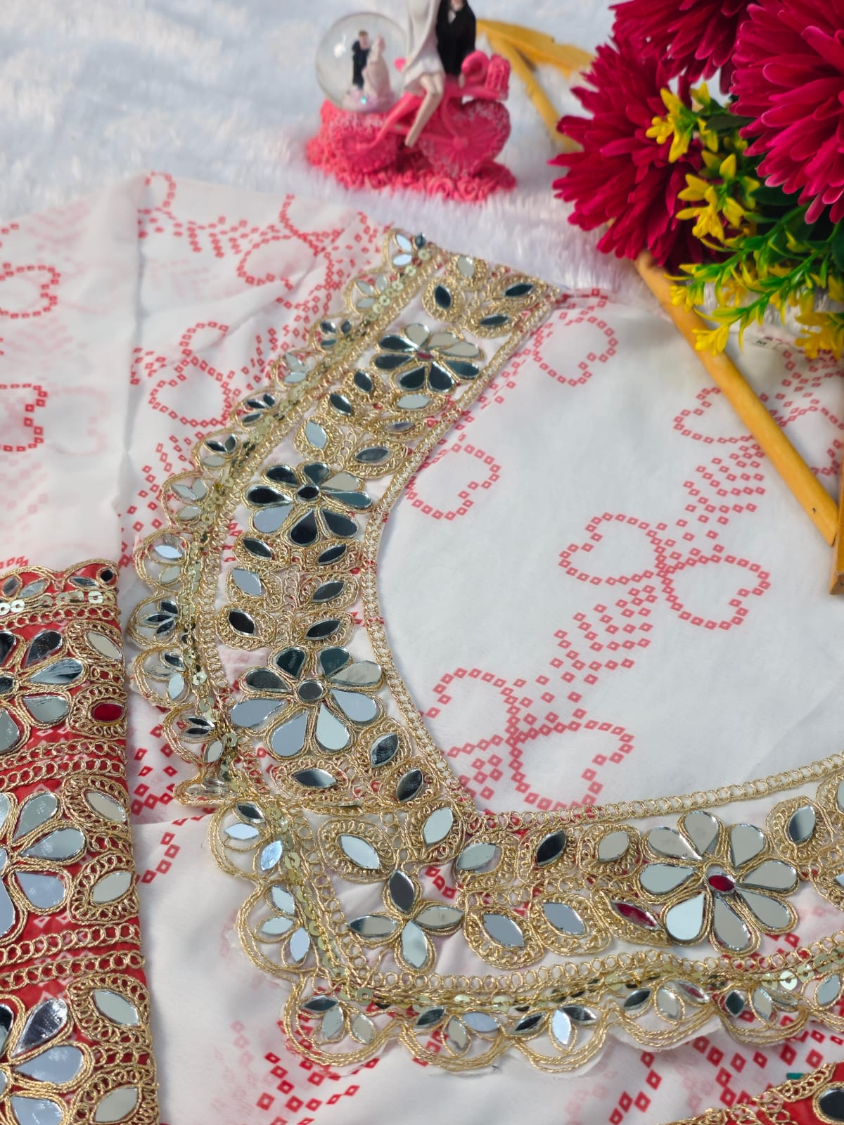 Anarkali Kurti Set with Mirror Lace Work | Faux Georgette | Code 1209