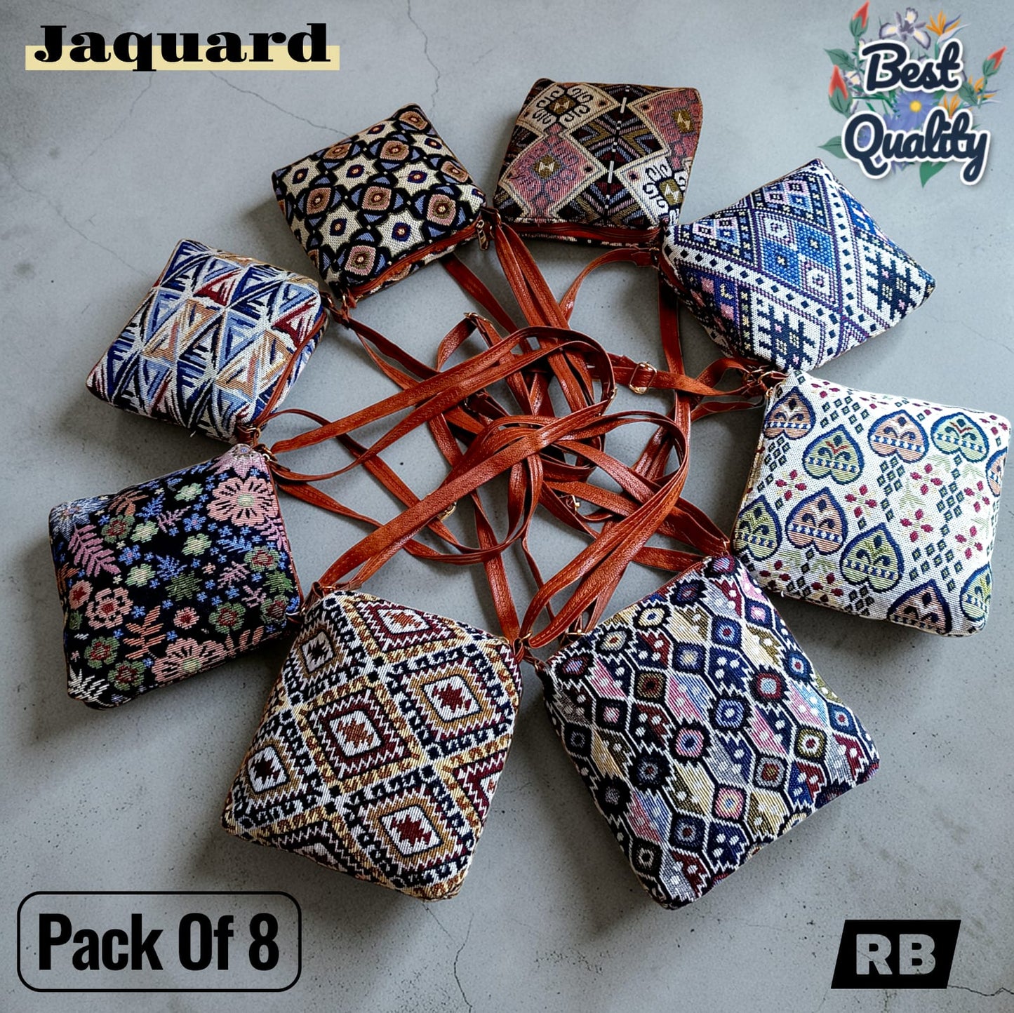 Ikkat Sling Bag – Handmade Cotton Sling with Adjustable Strap | Everyday & Return Gifting ( 8 Pieces )