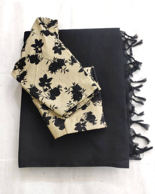 Superhit Kalamkari Ekkat Print Saree | Chanderi Readymade Blouse