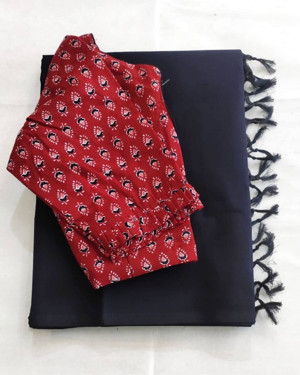 Superhit Kalamkari Ekkat Print Saree | Chanderi Readymade Blouse