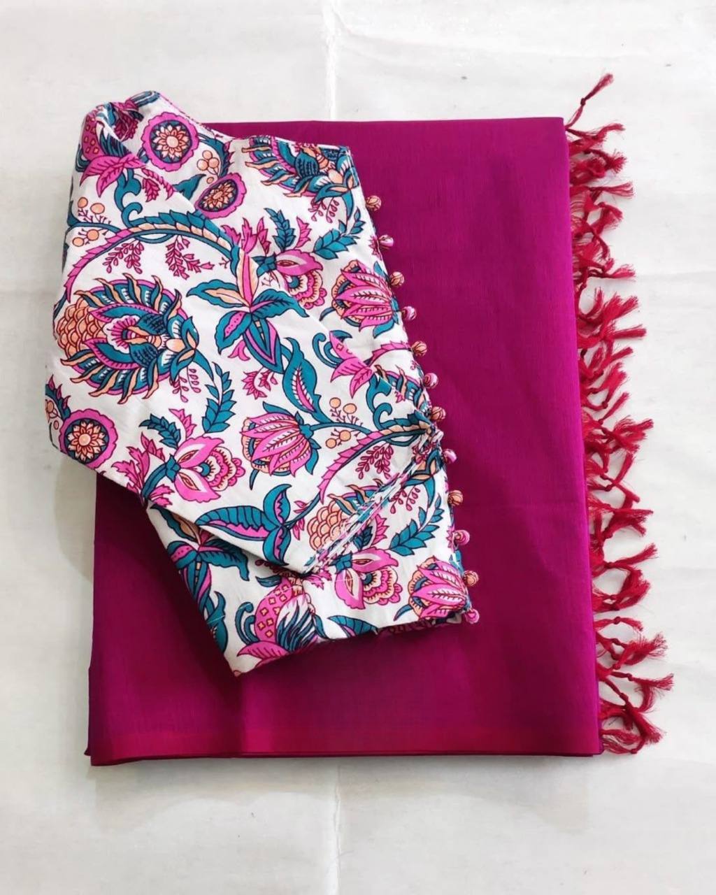 Superhit Kalamkari Ekkat Print Saree | Chanderi Readymade Blouse