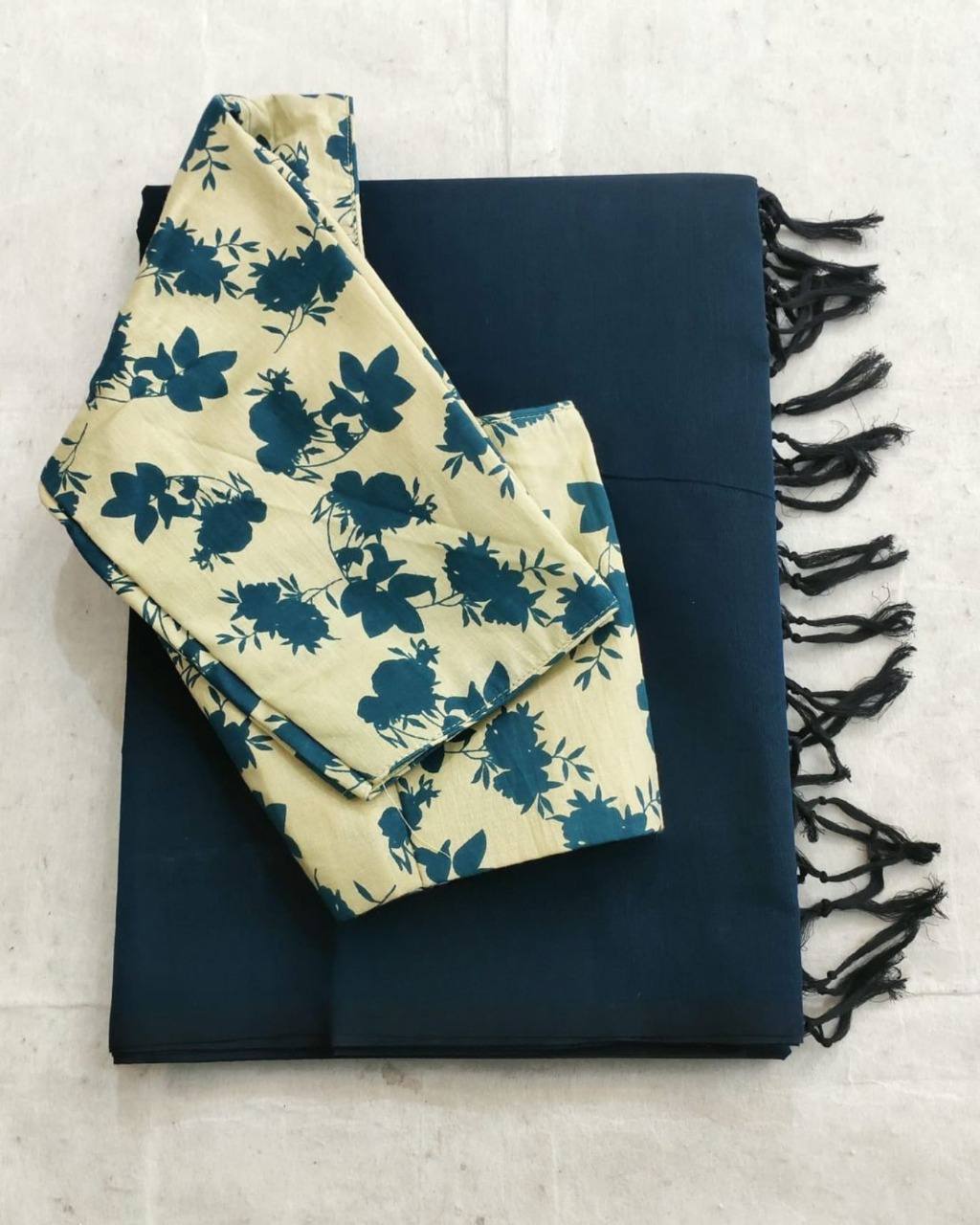 Superhit Kalamkari Ekkat Print Saree | Chanderi Readymade Blouse