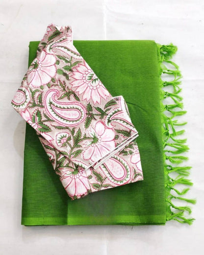 Superhit Kalamkari Ekkat Print Saree | Chanderi Readymade Blouse