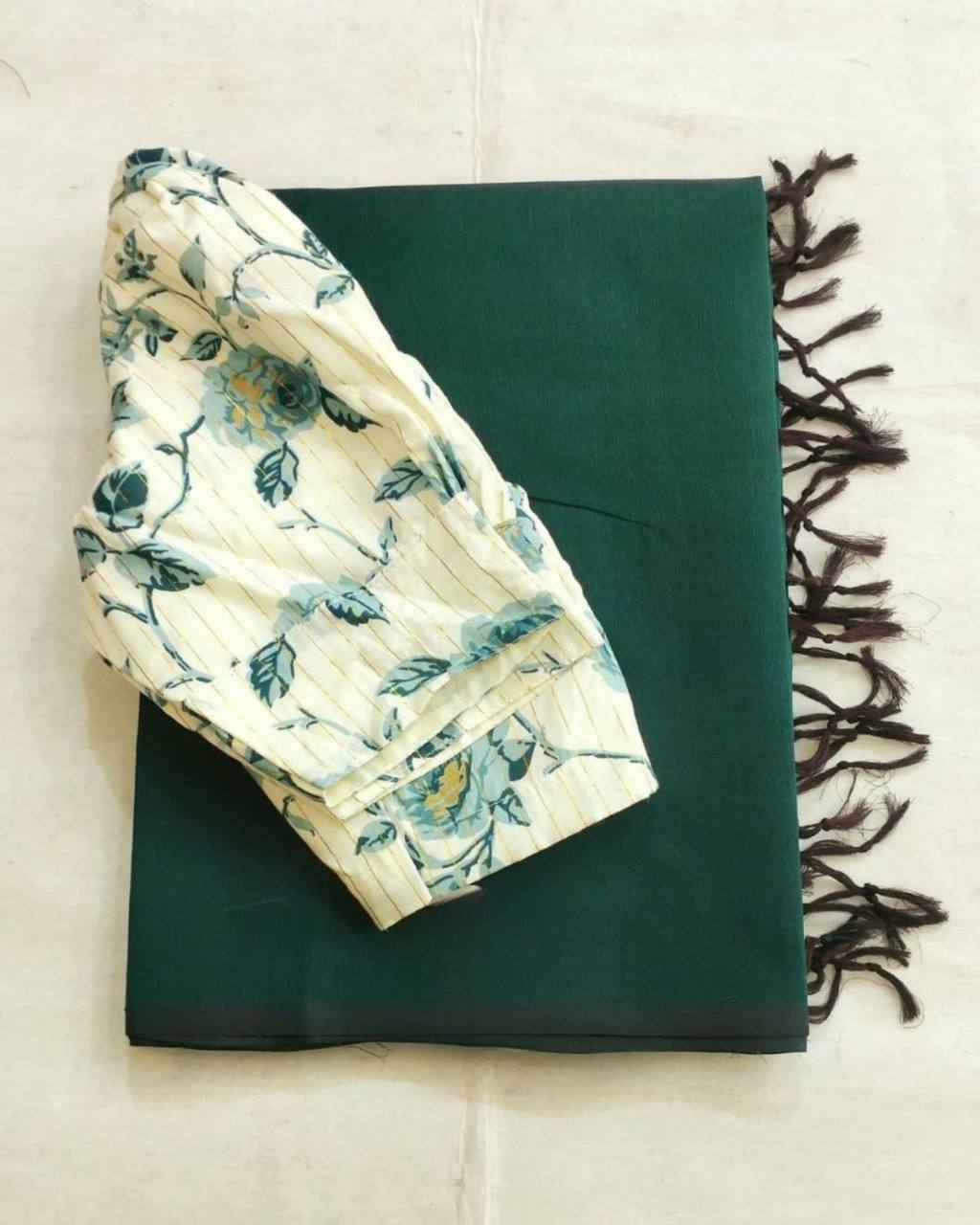 Superhit Kalamkari Ekkat Print Saree | Chanderi Readymade Blouse