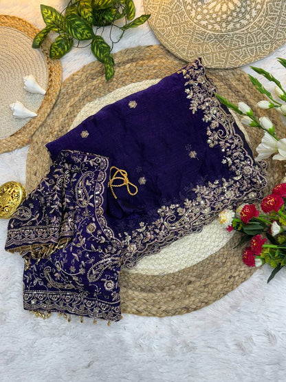 Rich Look Party Wear Saree | Fendy Satin Embroidery Saree