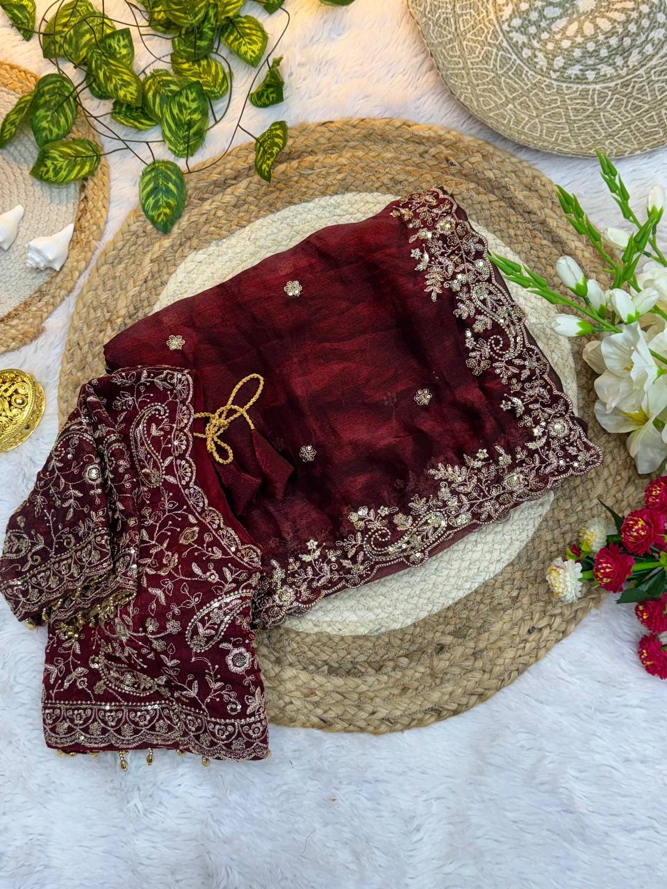 Rich Look Party Wear Saree | Fendy Satin Embroidery Saree