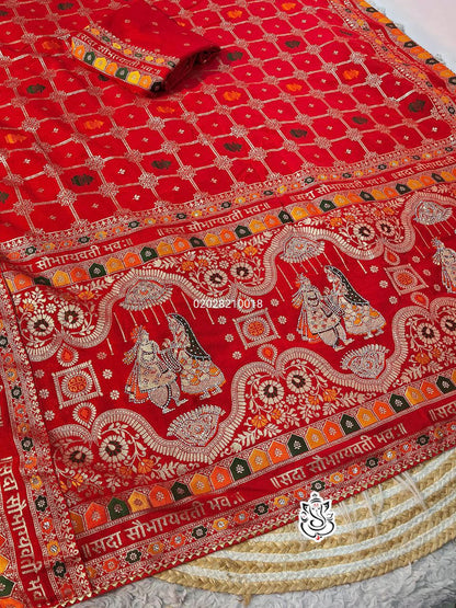Karwa Chauth Special Dola Silk Saree with Weaving Meena & Zarkhan Pallu