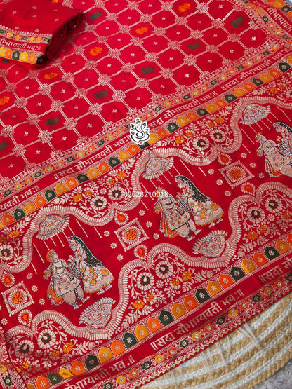 Karwa Chauth Special Dola Silk Saree with Weaving Meena & Zarkhan Pallu