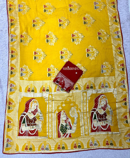 Karwa Chouth Special Dola Silk Saree with Hand Dyeing & Zarkhan Work – New Launch