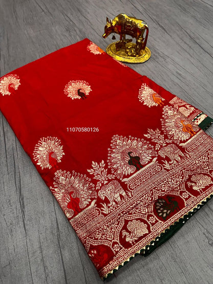 Karwa Chouth Special Red Saree in Dola & Georgette Fabric – New Launch