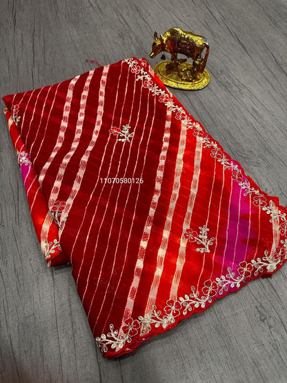 Karwa Chouth Special Red Saree in Dola & Georgette Fabric – New Launch