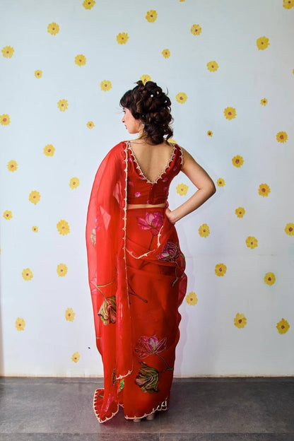 Super Hit Soft Tabi Organza Saree – Celebrity Style Handwork with Cut Dana & Moti Border