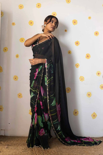 Super Hit Soft Tabi Organza Saree – Celebrity Style Handwork with Cut Dana & Moti Border