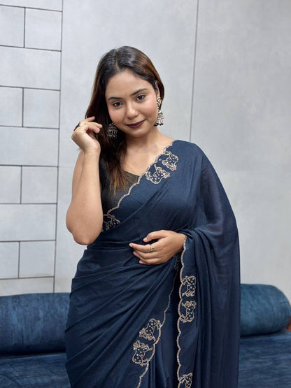 ROYAL LOVING  DOUBLE COW  DIAMOND  CUT WORK SAREE