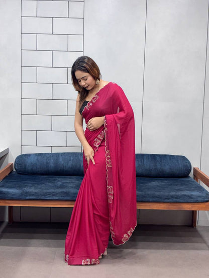 ROYAL LOVING  DOUBLE COW  DIAMOND  CUT WORK SAREE