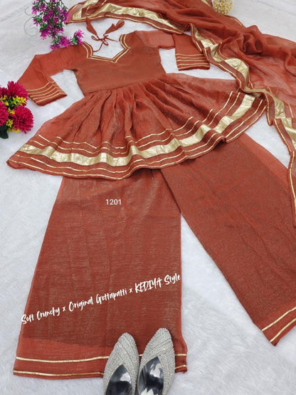 Shimmering Petal Suit Set | Eye-Catching Gotta Patti Work | Soft Crunchy Fabric | New Launch 2025