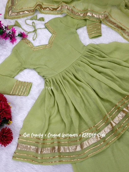 Shimmering Petal Suit Set | Eye-Catching Gotta Patti Work | Soft Crunchy Fabric | New Launch 2025