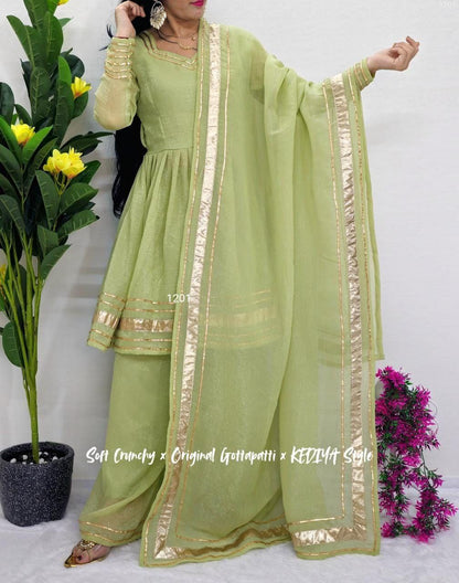 Shimmering Petal Suit Set | Eye-Catching Gotta Patti Work | Soft Crunchy Fabric | New Launch 2025