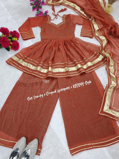 Shimmering Petal Suit Set | Eye-Catching Gotta Patti Work | Soft Crunchy Fabric | New Launch 2025