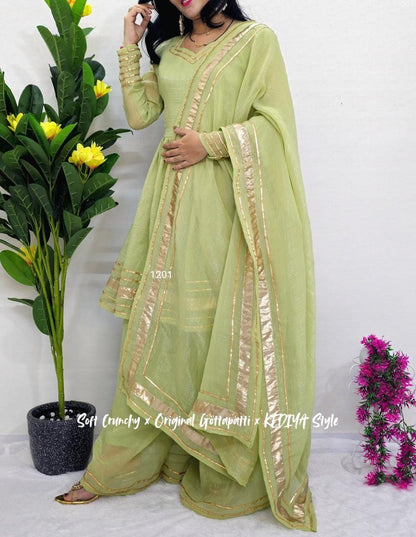 Shimmering Petal Suit Set | Eye-Catching Gotta Patti Work | Soft Crunchy Fabric | New Launch 2025