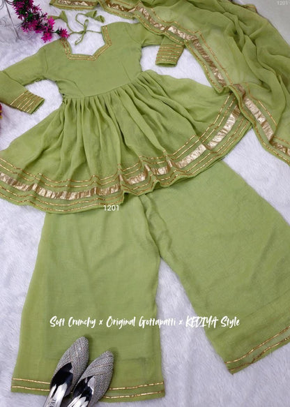 Shimmering Petal Suit Set | Eye-Catching Gotta Patti Work | Soft Crunchy Fabric | New Launch 2025
