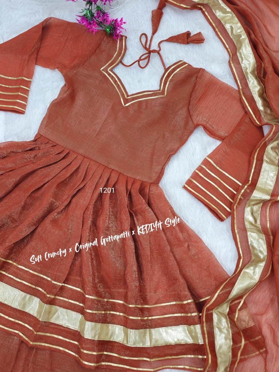 Shimmering Petal Suit Set | Eye-Catching Gotta Patti Work | Soft Crunchy Fabric | New Launch 2025
