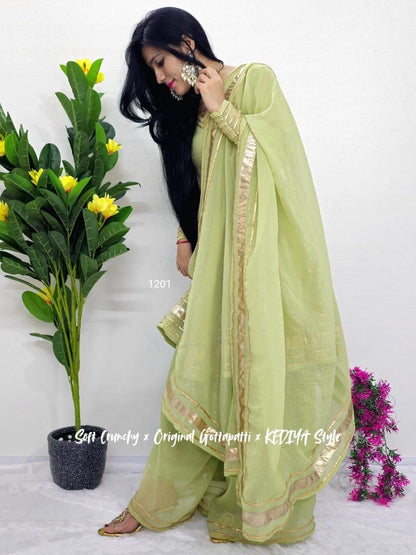 Shimmering Petal Suit Set | Eye-Catching Gotta Patti Work | Soft Crunchy Fabric | New Launch 2025