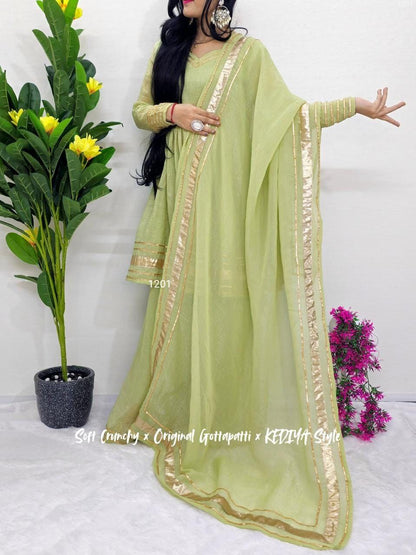 Shimmering Petal Suit Set | Eye-Catching Gotta Patti Work | Soft Crunchy Fabric | New Launch 2025