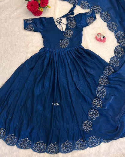 Timeless Glassy Silk Anarkali | Elegant Floral Khatli Handwork | Soft Space Silk | New Launch 2025